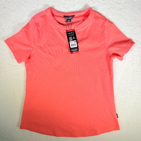Eddie Bauer Women's Soft Easy Fit Short Sleeve V Neck Tee Pink XS NWT MRSP 39.99 - Picture 1 of 6